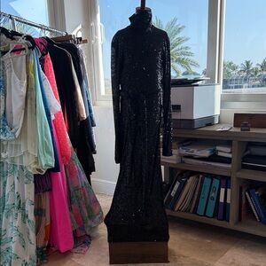 Cara Cara Black Sequin Long Sleeve Dress